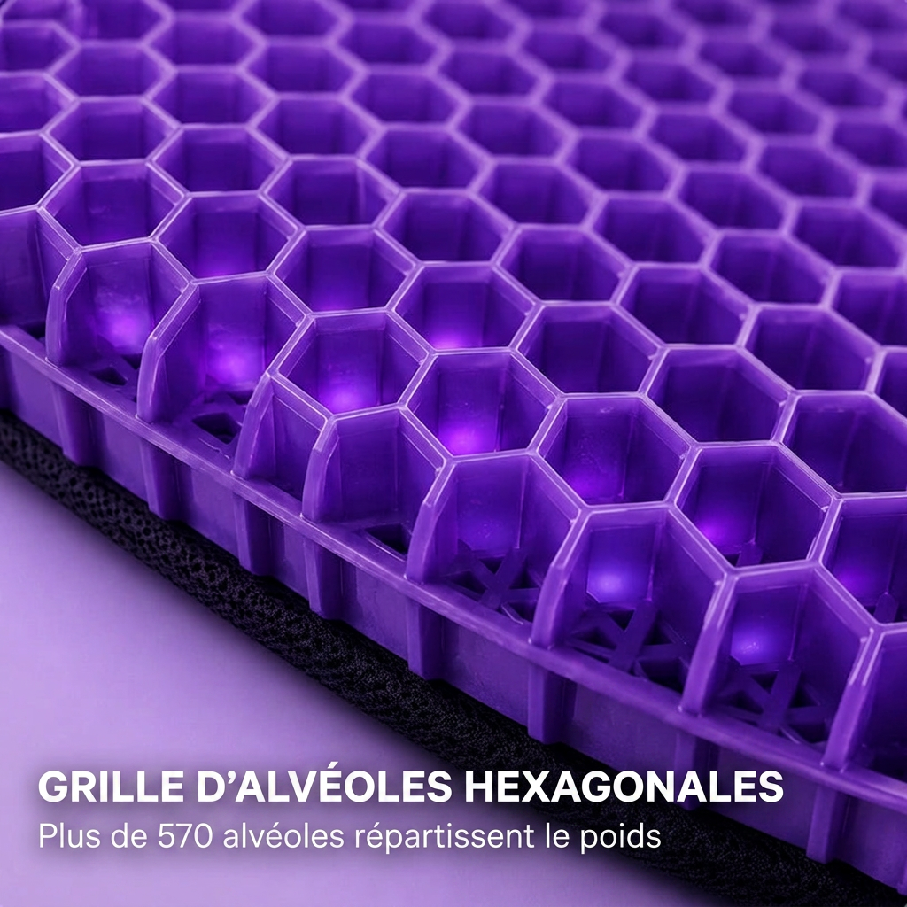 Gros plan sur la grille d’alvéoles hexagonales du coussin