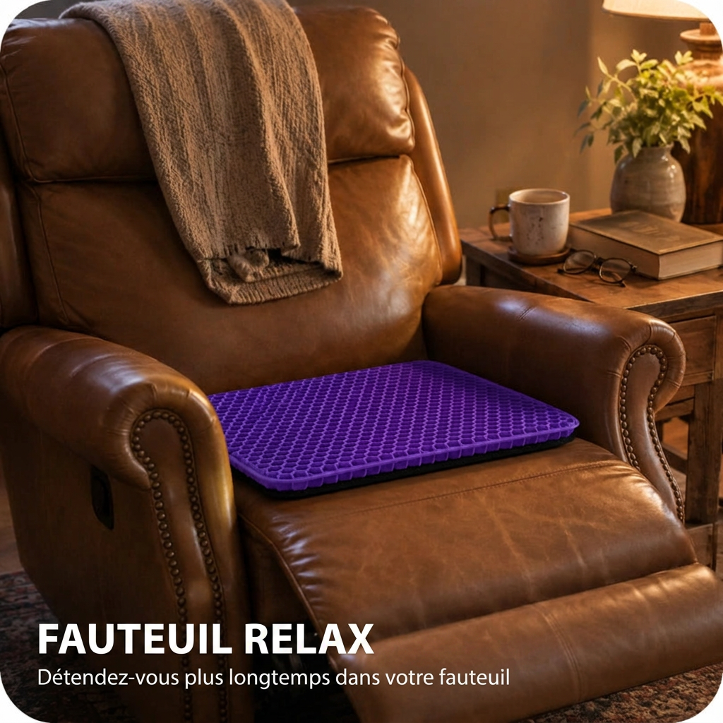 Coussin Aevura Studio sur un fauteuil inclinable en cuir marron