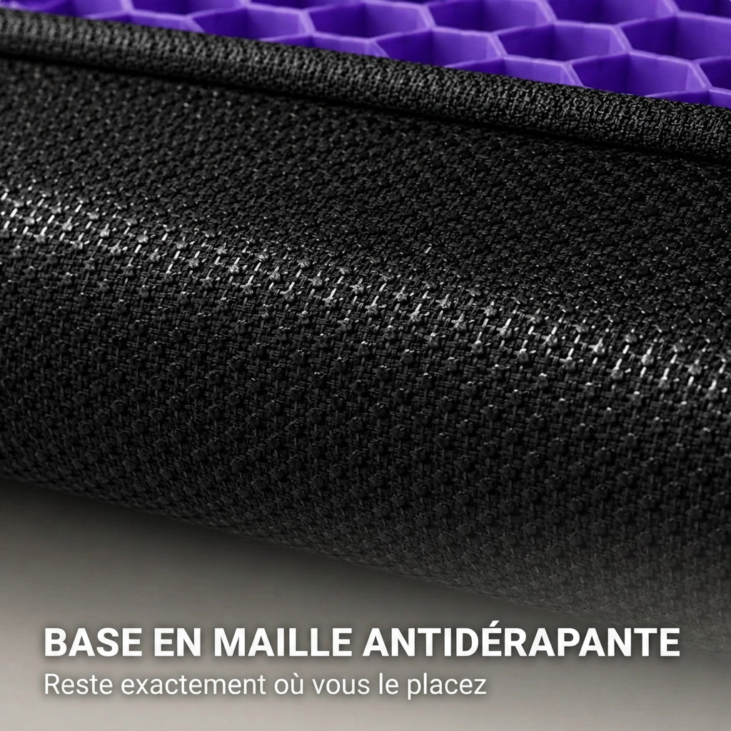 Base noire texturée et antidérapante sous le coussin