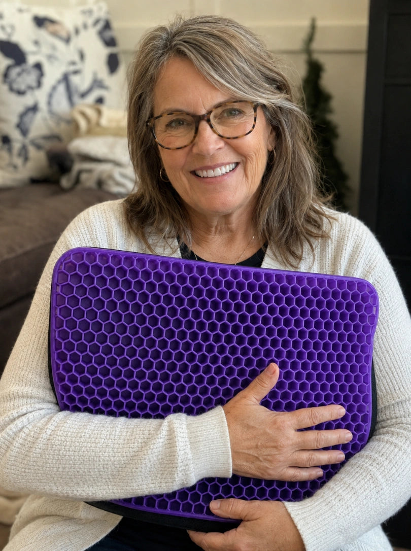 Coussin Aevura Studio posé contre un mur en plâtre chaleureux, à côté d'un plaid en lin