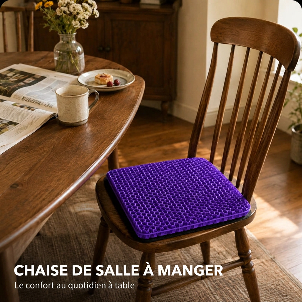 Coussin Aevura Studio sur une chaise de salle à manger en bois
