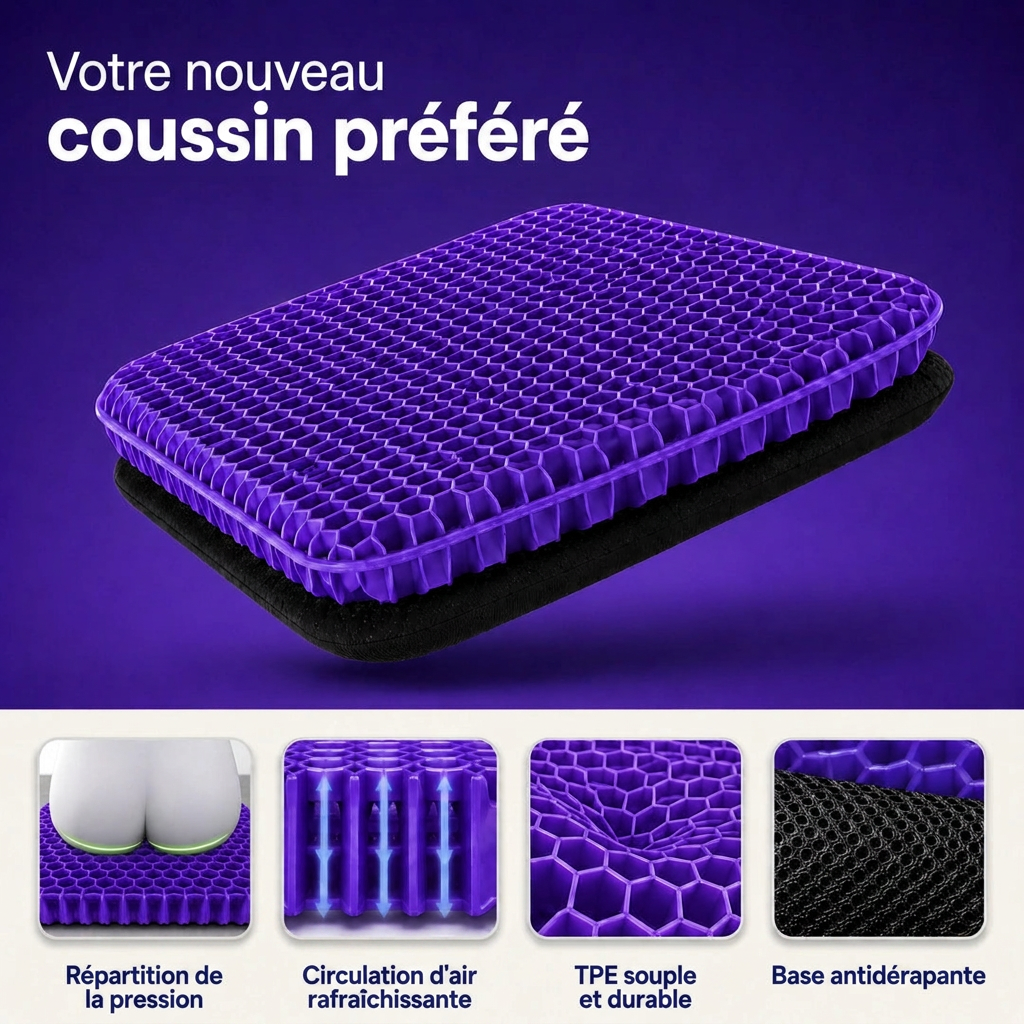Coussin de siège Aevura Studio présenté de trois quarts sur fond clair
